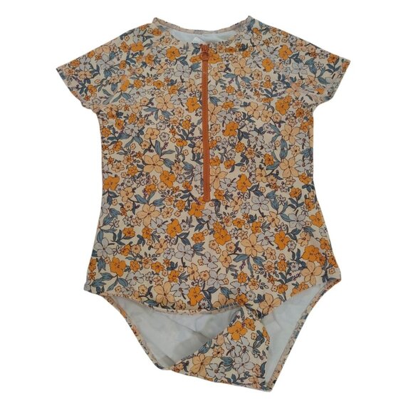 Cupshe Floral One-Piece Swimsuit Short-Sleeve Zipper Front Size L. NWT - Picture 5 of 9